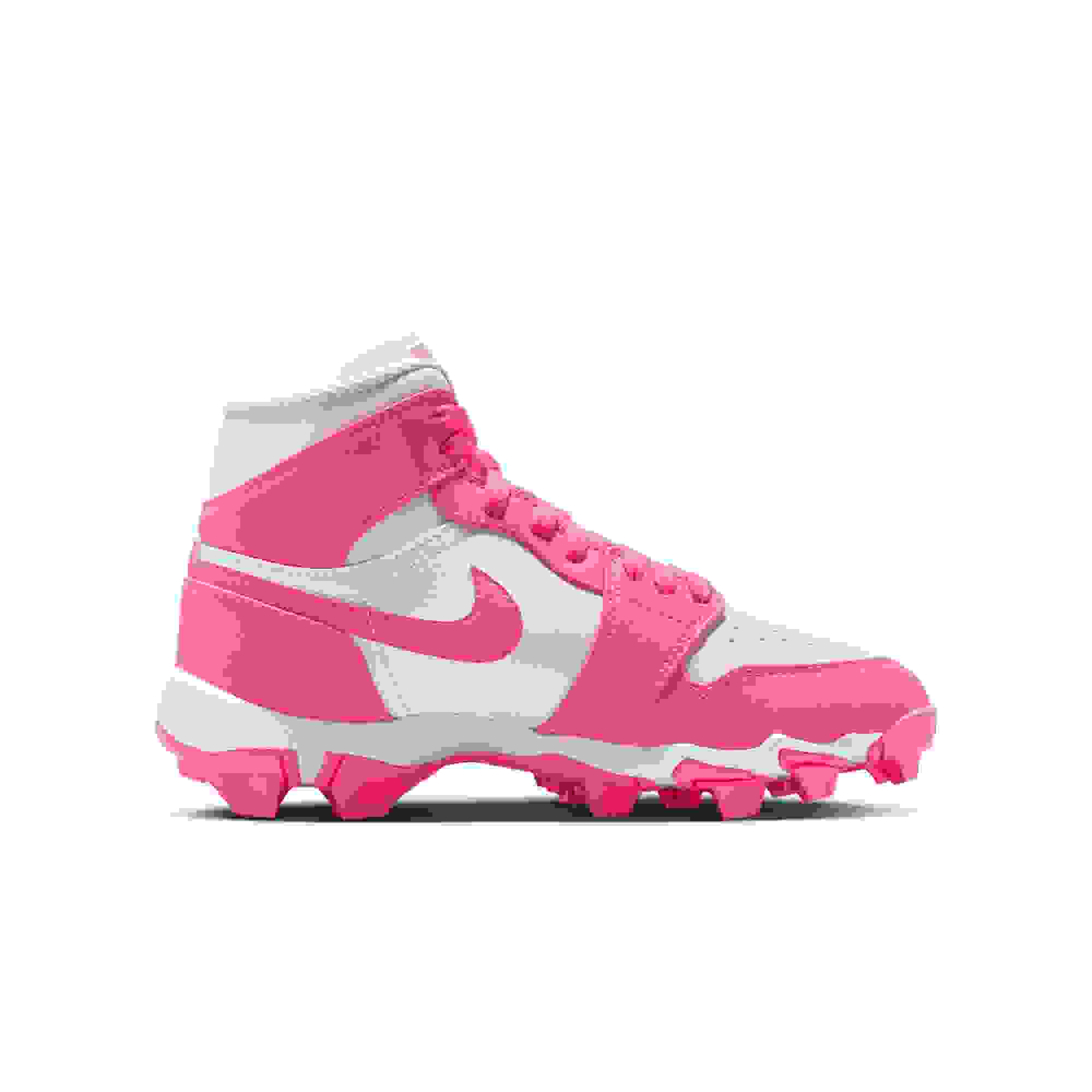 Jordan 1 Mid Grade School Boys' "White/Digital Pink" Baseball Cleat